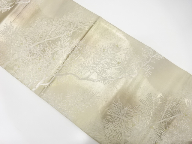 JAPANESE KIMONO / ANTIQUE FUKURO OBI / SILK / WOVEN BRANCH PINE